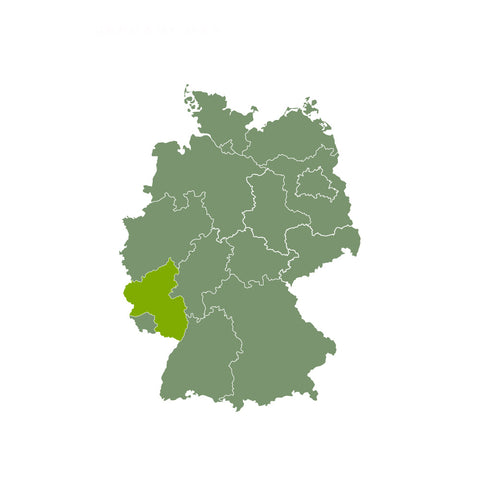 Deutschlandkarte auf dem die Pfalz eingetragen ist. Dort wo die Weinberge von Weingut Zelt zu finden sind.